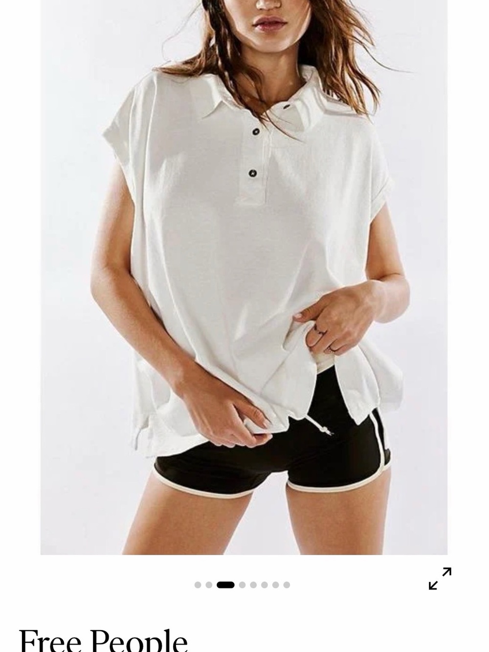 Free People Off-White Short Sleeve Polo Tee